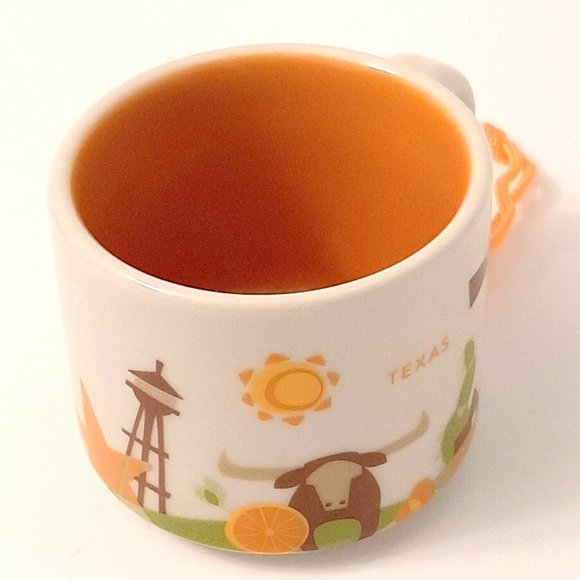 New Starbucks Texas Coffee Mini Mug Ornament 2 Oz 2016 Oil Rig Steer Cactus - Picture 3 of 8